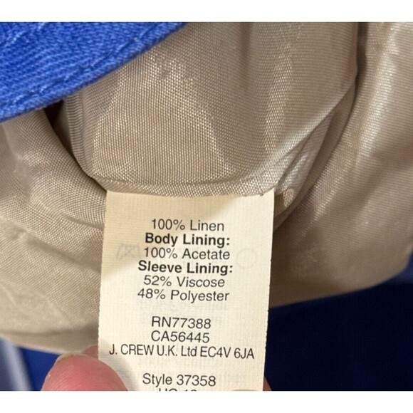 J. Crew Schoolboy Blazer Jacket Linen Blue Size 6 - Picture 5 of 6